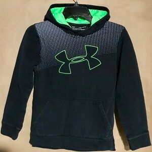 Under Armour Boys Cold Gear Hoodie, Junior, Medium, Black/Green